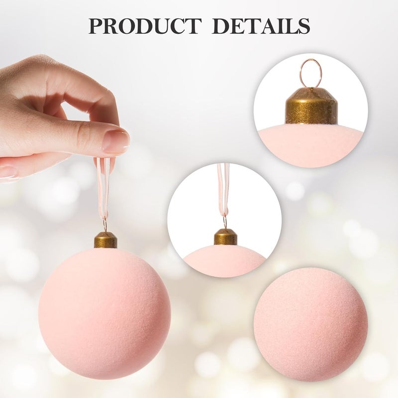 DN DECONATION 9PCS Christmas Tree Ball Decorations, Pink Velvet Ornaments Set, 3.14” Plastic Christmas Ball for Tree Home Holiday Party Decor Winter Hanging Decorations Xmas Gifts Indoor - Image 5